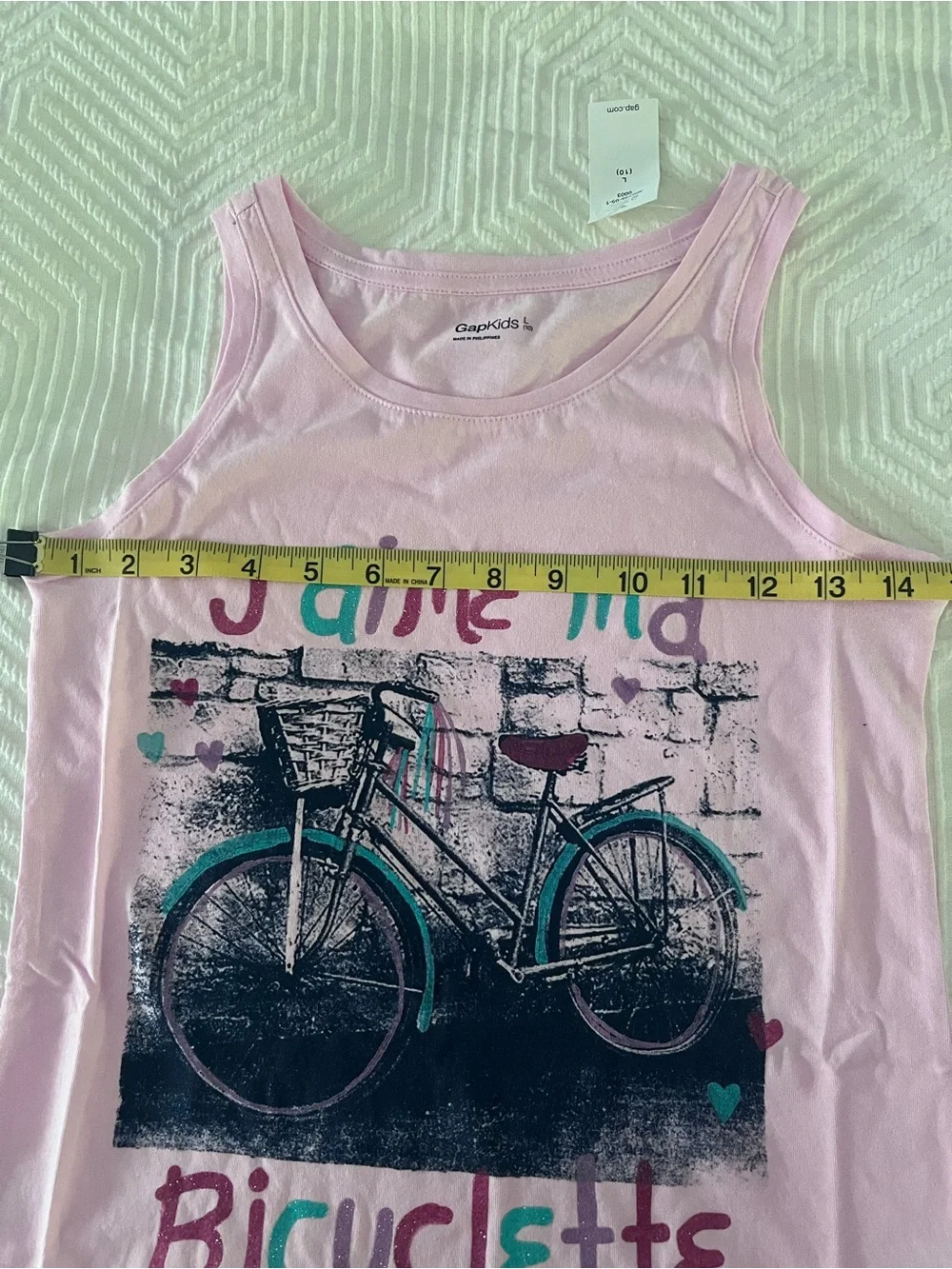 GAP Pink Tank Top with Teal & Purple Bicycle Graphic